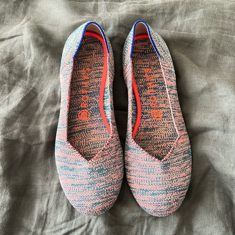 Rothy’s The Flat Womens Size US 9.5 Turquoise Melange Round Toe Ballet Flat